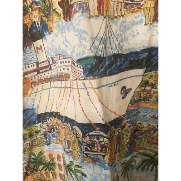 Reyn Spooner Men’s Sz L Guy Buffet Malolo Cruise Ship Port Harbor Hawaiian Shirt - Picture 4 of 9